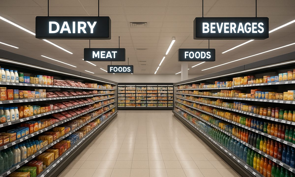 Supermarket shop signs in Tenerife: types and materials